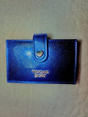 Victoria's Secret Shimmer Blue Card Case with Heart Snap